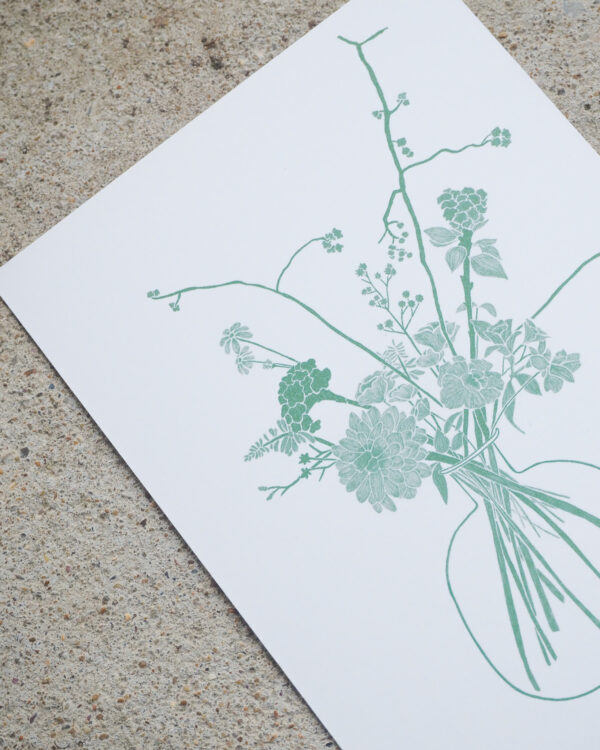 affiche bouquet de fleur vert