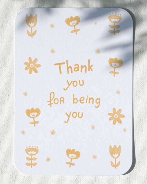 cartes postales words and flowers thank you for being you