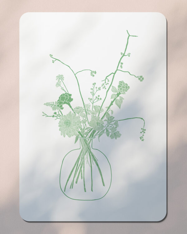 Dahlia - Carte Postale bouquet - Vert