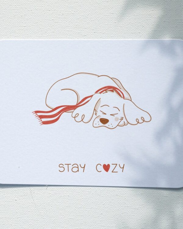 carte postale cocker chien stay cozy