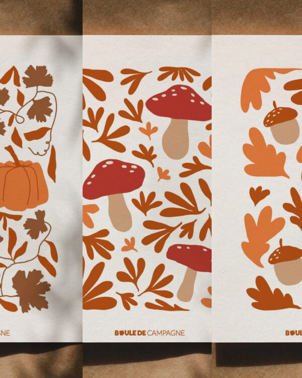 trio de cartes postales automne