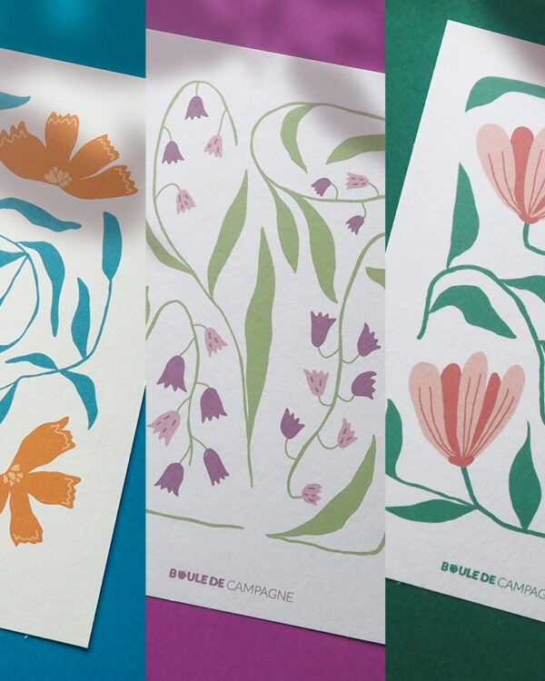 trio de cartes postales printemps