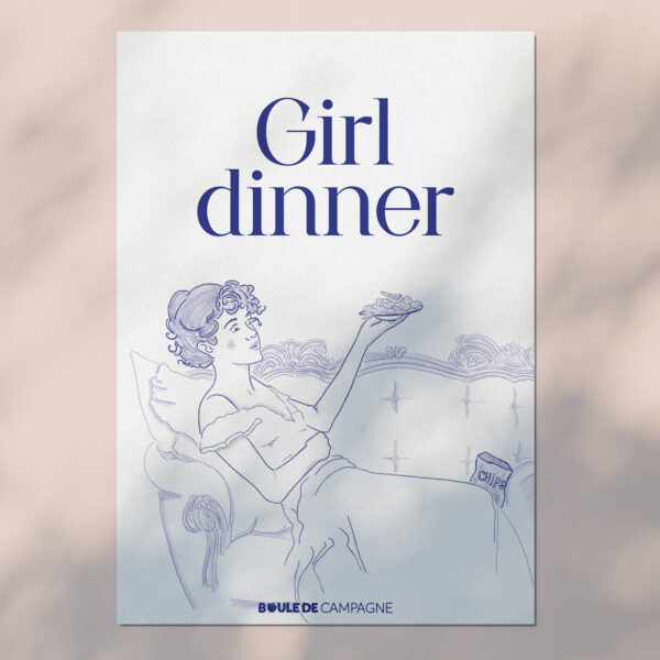 Carte postale "Girl Dinner" - Collection Toile de Jouy