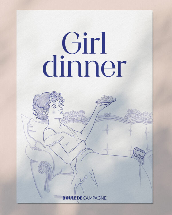 Carte postale "Girl Dinner" - Collection Toile de Jouy