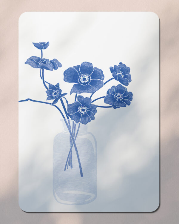 Anémones - Carte Postale - Bleu