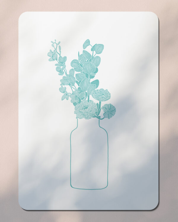 Paeonia - Carte postale bouquet - Bleu