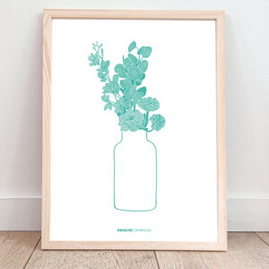 Paeonia - Affiche bouquet - Bleu