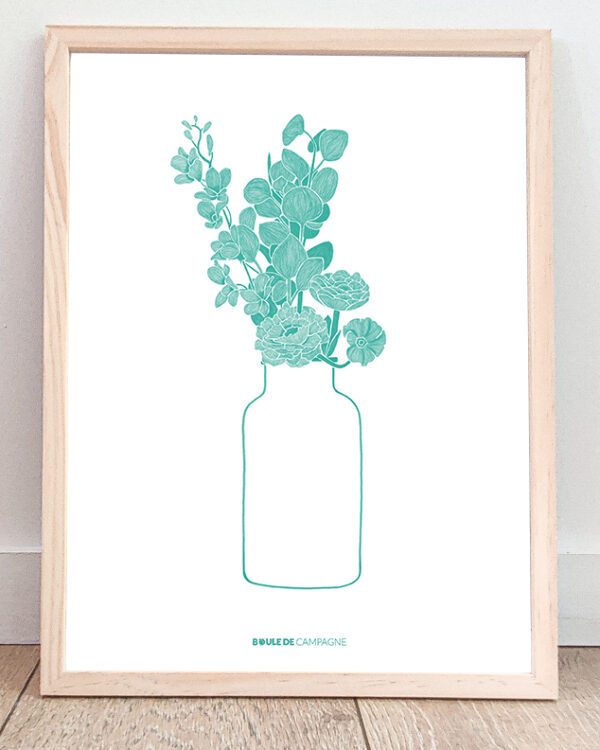 Paeonia - Affiche bouquet - Bleu