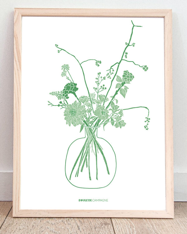 Dahlia - Affiche bouquet - Vert