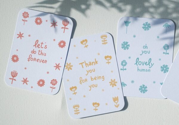 Lots de 3 Cartes postale - Words and Flowers