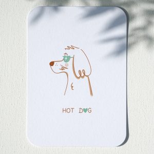 carte postale cocker chien hot dog